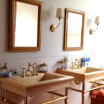 bathroom remodel with golden aesthetics remodeled by vincent provenzano