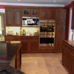 dark red cabinets in kitchen remodeled by vincent provenzano