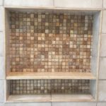 Shower square mosaic tile niche installed by vincent provenzano